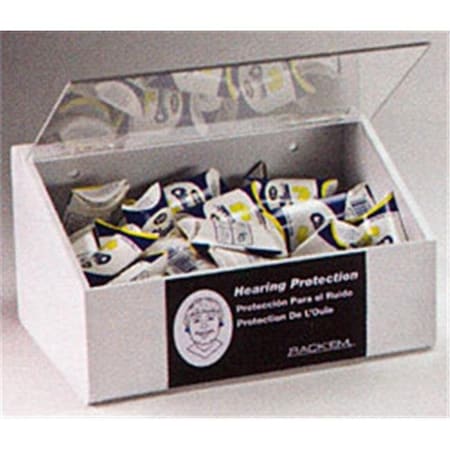 Rack Em Racks RackEm Racks 5136-W 60-Pair Foam Ear Plug Dispenser with Lid - White Heavy- Duty Plastic 5136-W